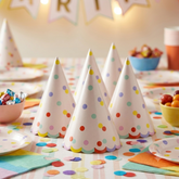 Confetti Paper Party Hats For Colourful Birthday Party Fun (Pack of 6, 16 cm)