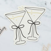 Cocktail Shaped Paper Napkins White Black Novelty Party Tableware (16 Pack, 16 cm)