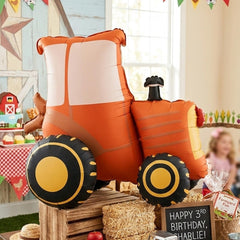 Standing Tractor Foil Balloon Decoration for Farm Birthday Party