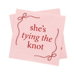 Pink She's Tying The Knot Paper Napkins Hen Party Tableware (Pack of 16, 16.5 cm)