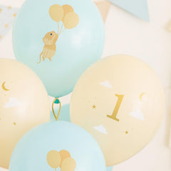 1st Birthday Mouse Balloons 30cm Light Blue Party Decor Set