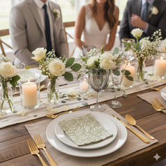 Sage Green Gold Leaf Cocktail Napkins – Elegant Wedding Party 20 Pack