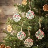 Wooden Leaf and Berry Christmas Hanging Decor for Rustic Festive Homes, Pack of 8