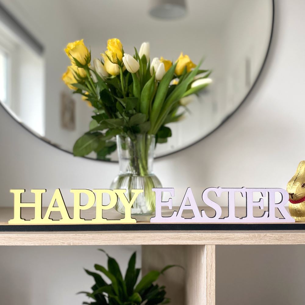 happy-easter-standing-table-sign-easter-decor-custom-colour|LLWWHESIGN|Luck and Luck| 1