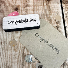 Congratulations Rubber Stamp for Cards, Gift Wrapping and Craft Projects