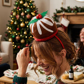 Festive Christmas Pudding Headband in Red and Brown - Perfect for Celebrations