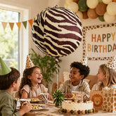 Zebra Print Foil Balloon Kids Party Decoration Brown White 75cm