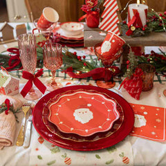 Santa Claus Christmas Paper Plates Red Festive Party Tableware Decor Set of 8