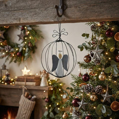 East of India Rustic Wire Hanging Christmas Bauble Angel Decoration