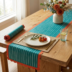 Santex Green Striped Party Table Runner Fabric x 2.5m, 28 x 250 cm