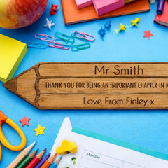 Personalised Wooden Pencil Bookmark Name Message Rustic Gift 15.5cm