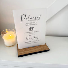 Classic Personalised Polaroid Wedding Guest Book Sign - Opaque Acrylic A5