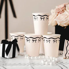 cream-paper-cups-with-black-bows-x-6-elegant-party-cups|KPP93|Luck and Luck| 1