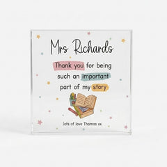 Personalised Thank You Teacher Acrylic Block by Luck and Luck