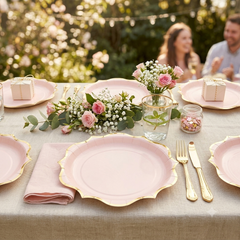 Pink & Gold Paper Plates for Birthday Parties and Celebrations (Pack of 8, 23 cm Diameter)