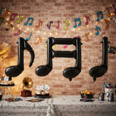 Black Foil Music Note Balloons for Birthday Party and Photo Backdrop Decor (Pack of 3)