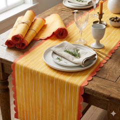 Santex Yellow Striped Party Table Runner Fabric 2.5m