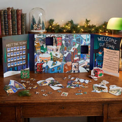 Elf Town Jigsaw Advent Calendar with 24 Gift Boxes for Festive Christmas Fun