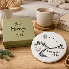 I Wish You Lived Next Door Porcelain Coaster Presented in Personalised Gift Box