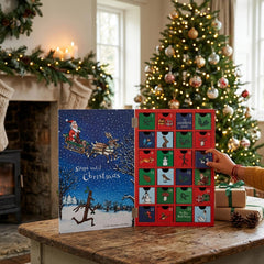 Wood Christmas Advent Calendar Stick Man Santa Mini Drawers Green Red Festive Decor