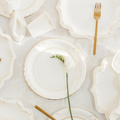 White Gold Paper Plates 23cm Elegant Wedding Party Set of 6