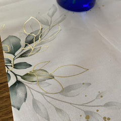 Botanical Gold Foliage Fabric Table Runner 28cm x 5m