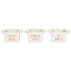 Christmas Porcelain Mini Snack Bowls Elf Reindeer Santa White Festive Set of 3