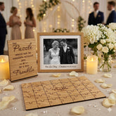 Personalised Rustic Oak Wedding Jigsaw Guest Book Wooden 30 Piece Puzzle