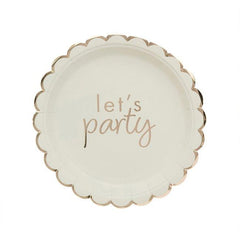 Gold Let's Party Paper Plates Pack of 8 - 22 cm Birthday Tableware