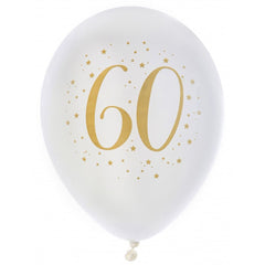 white-and-gold-age-60-balloons-x-8-60th-birthday-party|6571 0000 0060|Luck and Luck| 1