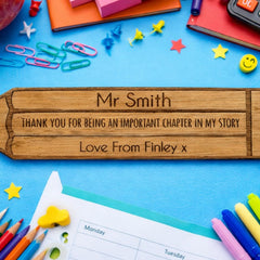 Personalised Wooden Pencil Bookmark Name Message Rustic Gift 15.5cm
