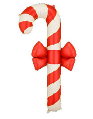Candy Cane Foil Balloon with Bow Red Beige Playful Christmas Party Decoration