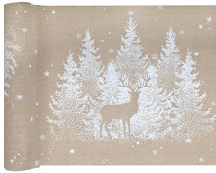 Christmas in the Snow Brown Polyester Dining Table Runner Decor, 28 cm x 2.5 m