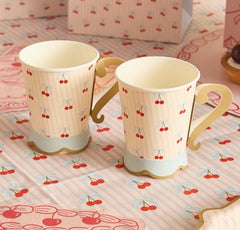 Rococo Cherries 3D Birthday Party Paper Cups (Pack of 8, 8 cm)