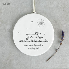 east-of-india-small-porcelain-dog-hanger-wagging-tail|6350C|Luck and Luck| 1