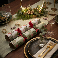 Topiary Christmas Tree Crackers Green Red Festive Party Table Decorations Set of 6