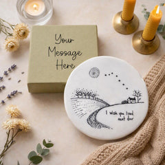 I Wish You Lived Next Door Porcelain Coaster Presented in Personalised Gift Box