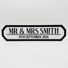 Personalised Wedding Road Sign Small Acrylic Gift Plaque (39 cm)