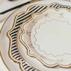 Black White Gold Party Plates 18cm – Set of 8 Birthday Tableware