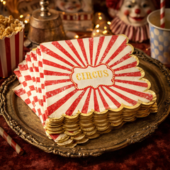 Vintage Circus 3 Ply Paper Napkins for Birthday Party Tables (Pack of 16, 33 cm Unfolded)