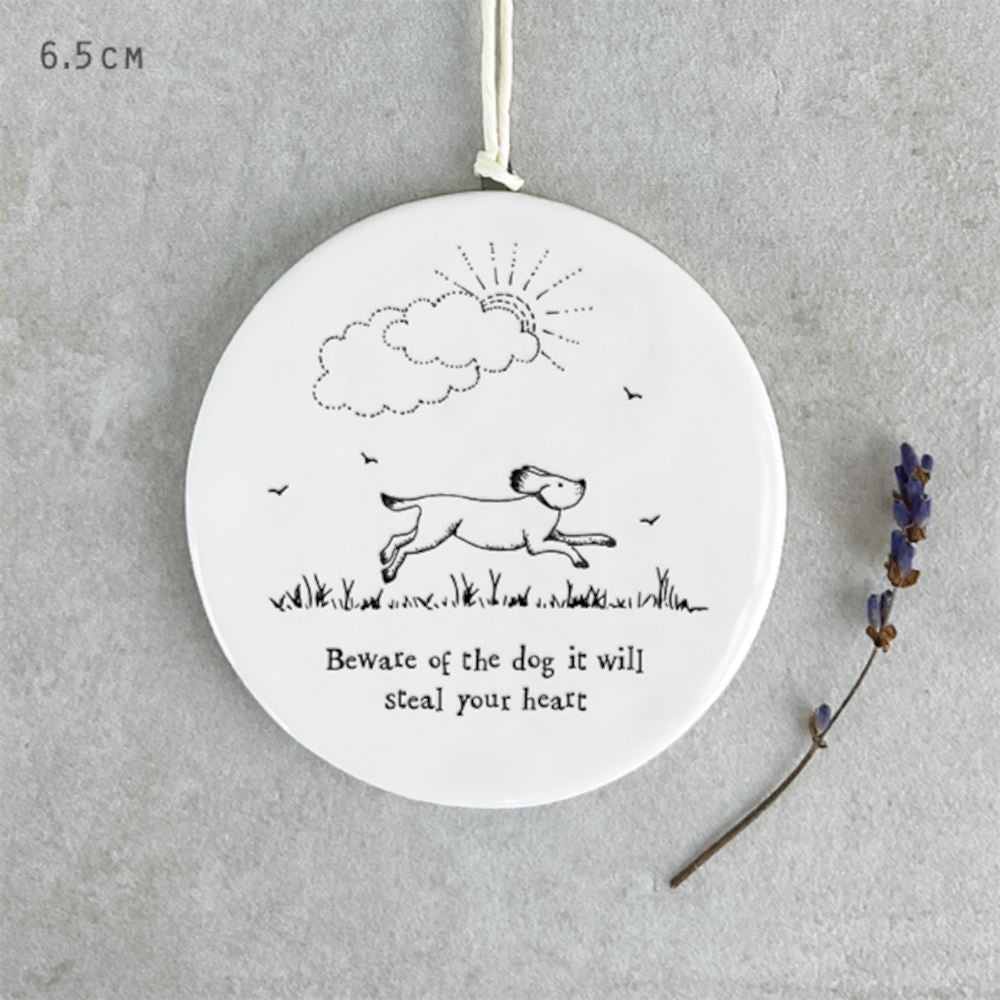 east-of-india-porcelain-dog-wall-hanger-beware-of-the-dog|6350B|Luck and Luck| 1