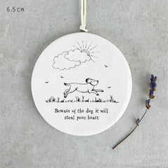 east-of-india-porcelain-dog-wall-hanger-beware-of-the-dog|6350B|Luck and Luck| 1