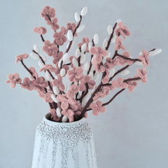 pink-and-white-felt-blossom-foliage-stems-spring-easter-decor|BLU-109|Luck and Luck| 1