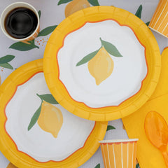 Santex Small Yellow Lemon Design Party Paper Plates, 17.5 cm, Pack of 6