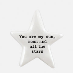 East of India Porcelain Star Mini Token – My Sun Moon and Stars Sentimental White Keepsake Gift