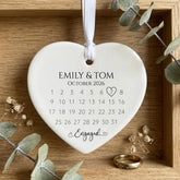 Personalised Engagement Porcelain Heart Keepsake with Names and Date for Couples