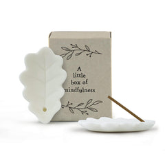 East of India Little Box of Mindfulness Porcelain Incense Holder with 9 Incense Sticks