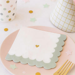 Aryfetes Factory Artyfetes Gold Little Hearts Green Napkins 16 Pack
