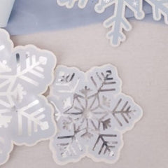 Playful White Snowflake Birthday Tableware Plates Cups Napkins Celebration Pack for 8