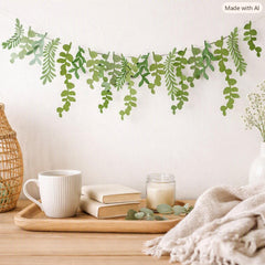 Botanical Leaf Birthday Banner for Modern Green Party Hanging Displays, 2 m